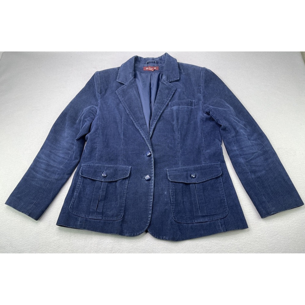 Vintage Women's Charisma Blue Corduroy Blazer Jacket Size 14